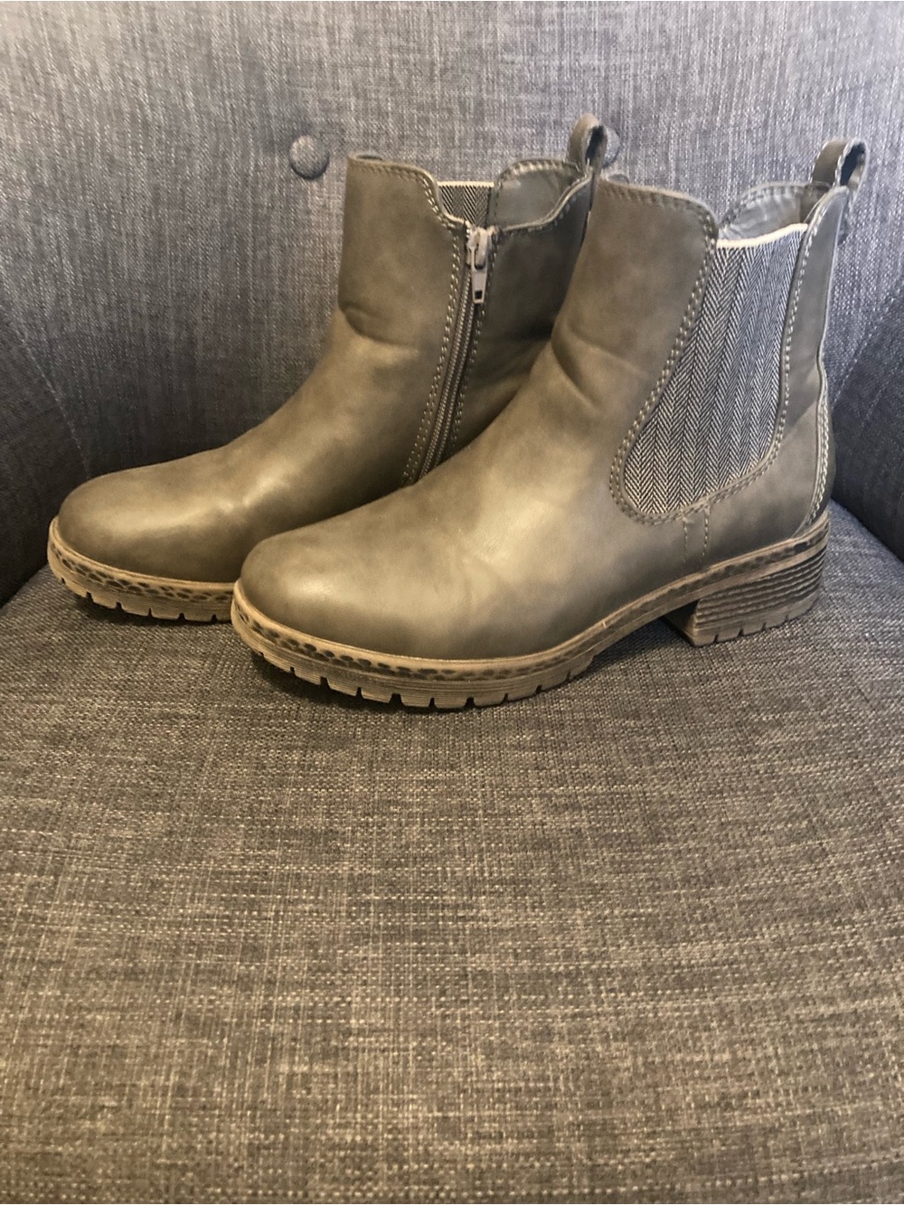 Gray Chelsea Bootie with Side Elastic